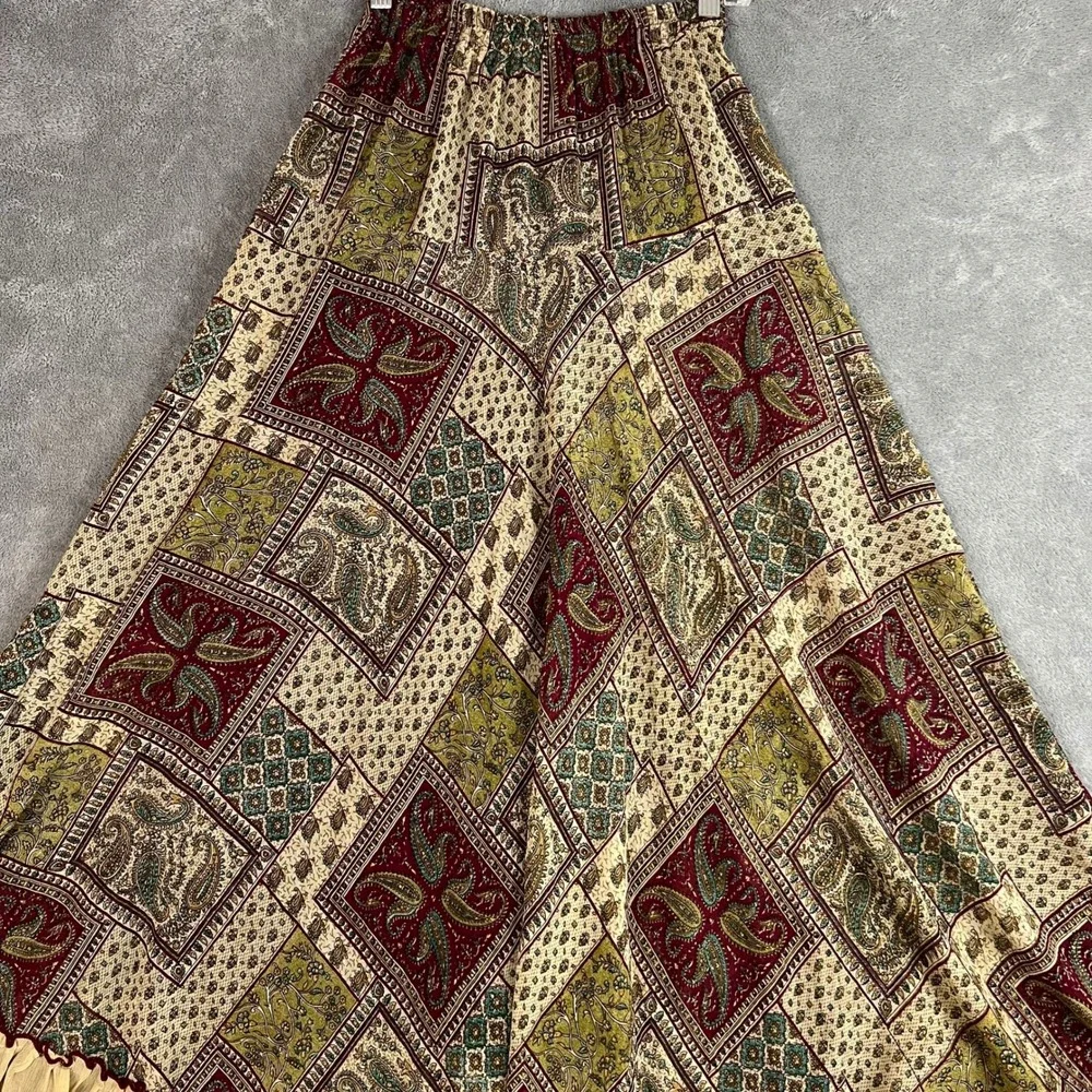 Vintage Maxi Skirt Womens XS/S Ruffle Paisley Boho Cottagecore Fairy Gypsy